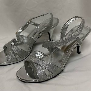 Simply Styled Women's Silver Sparkly Strappy Heels ~ 9.5